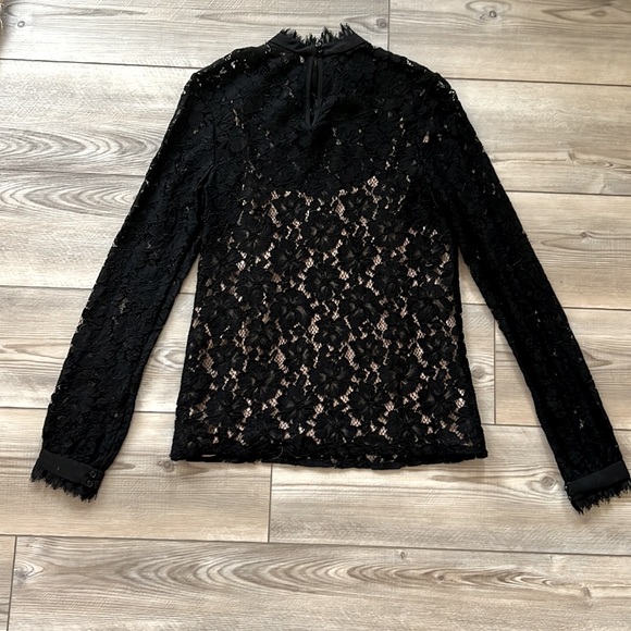 Wayf Black Lace Mock Neck Top - Picture 5 of 7